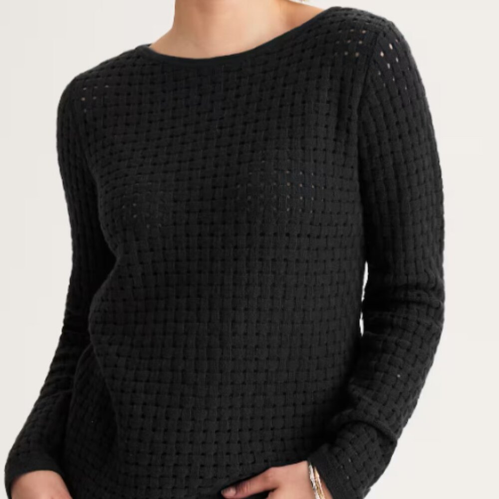 J. Jill Black Textured-Stitch Pullover Sweater Size S
